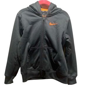 Nike Boy’s Dri Fit Hoodie Jacket Size 3-4 Years 4T Gray Orange swoosh